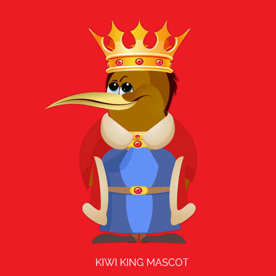 Kiwi as king mascot design NZ