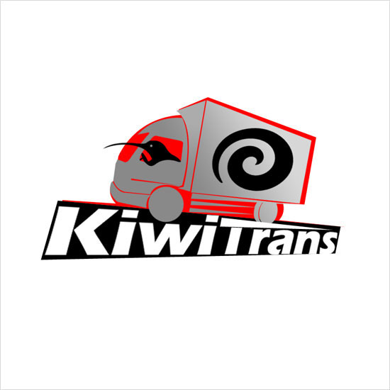 Kiwi transport truck icon with koru symbols