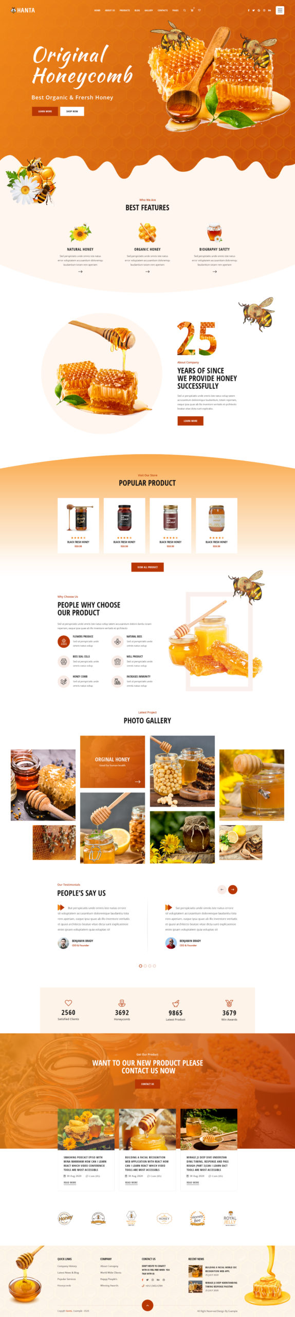 honey website design