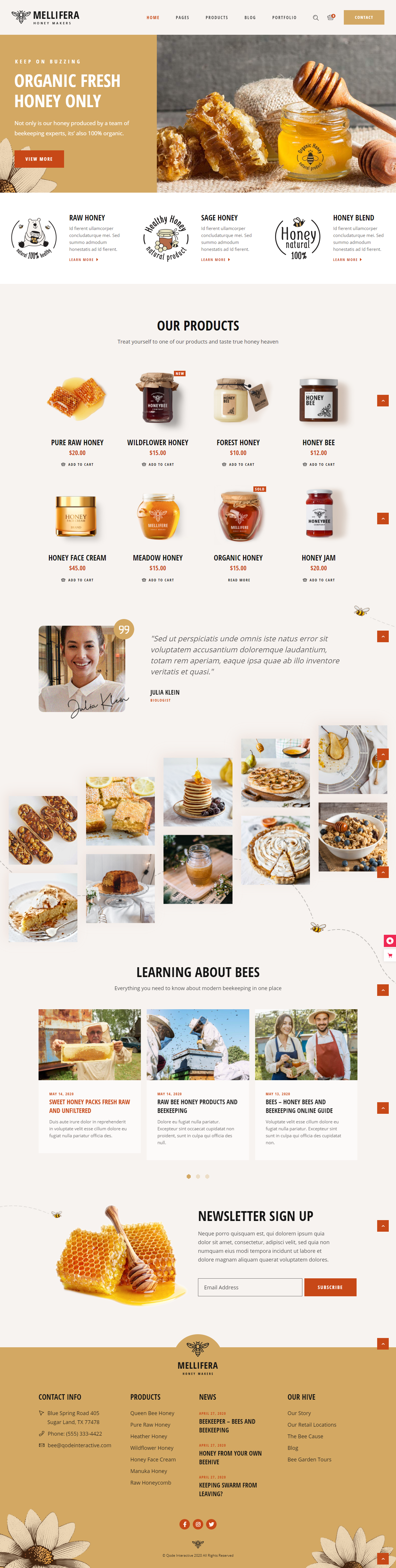 honey website design