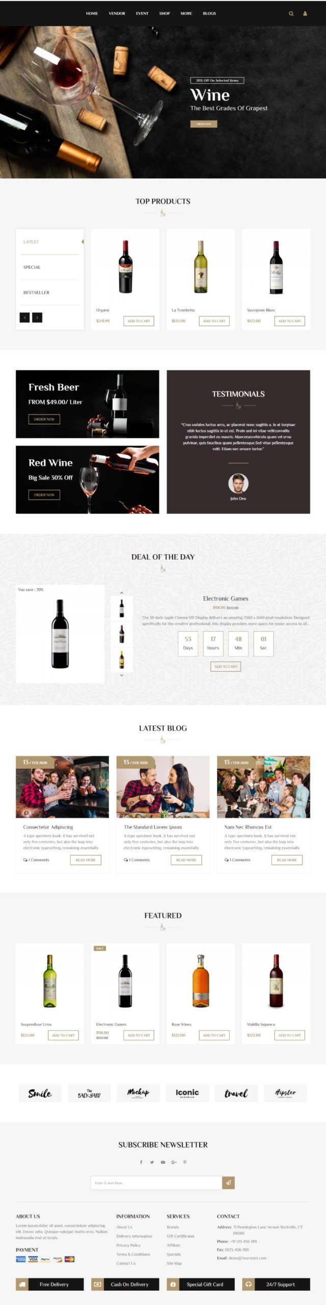 wine website design